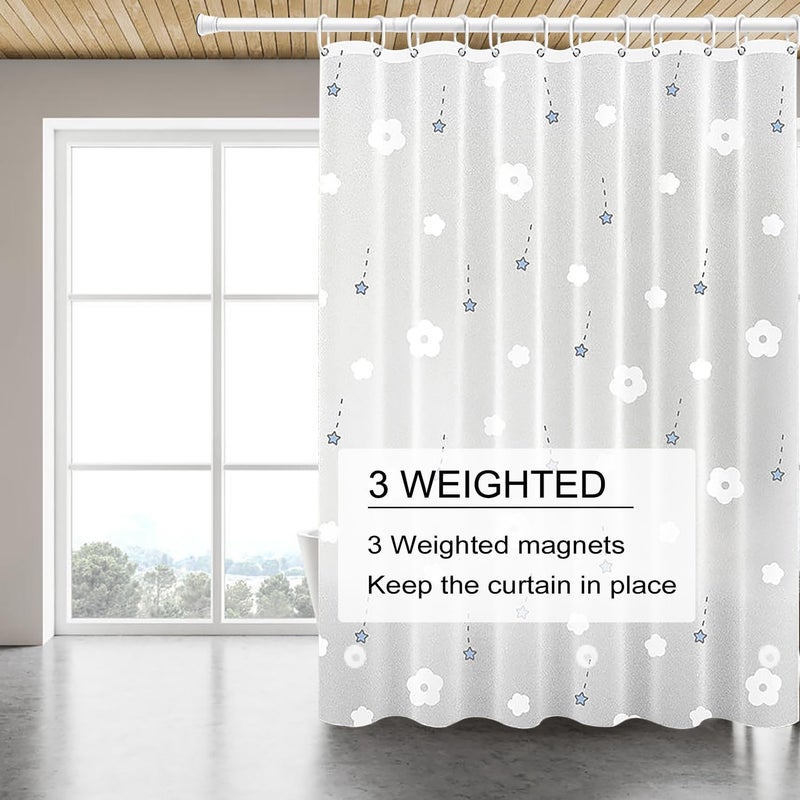 TIKABC Shower Curtain Liner, 4G PEVA Shower Liner, Plastic Waterproof Shower Curtains, 72x72 inch with Grommet Holes 3 Magnetic Weights - Image 4